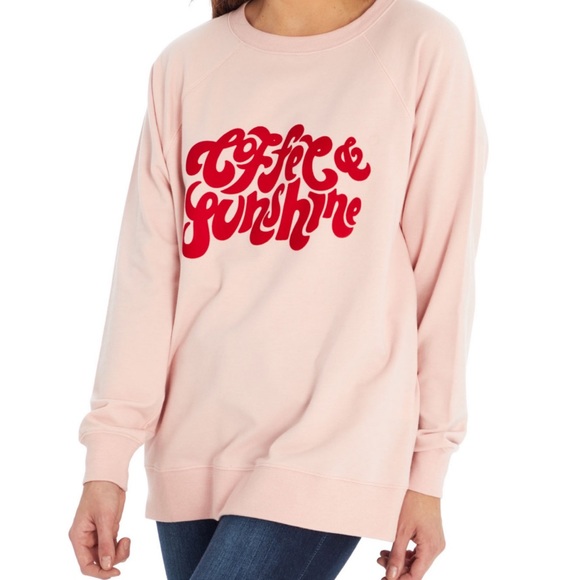 Wildfox Sweaters - NWT Wildfox Pink Red Coffee & Sunshine Sweatshirt